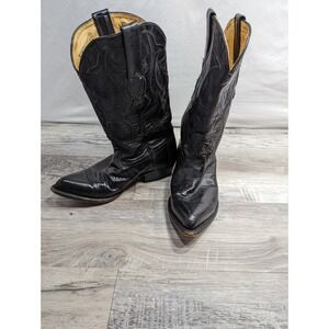 Los Altos Men's‎ Black Lizard Cowboy Boots, Size: 8 Width EE